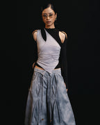 Asymmetrical Overlay Vest - Grey