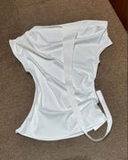 Asymmetrical drop-shoulder - White